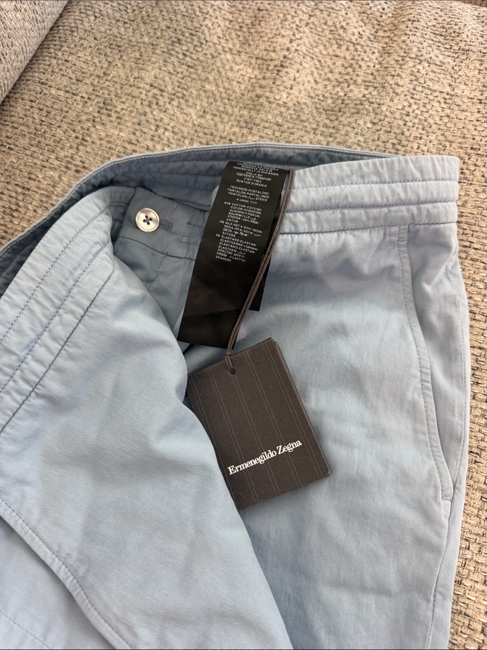 Ermenegildo Zegna Pale Blue Cotton Trousers